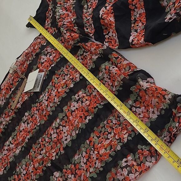 NEW SILK MASSIMO DUTTI ITALIAN MULBERRY BLACK RED LT ED Hong Kong BLOUSE 4 SMALL - Picture 7 of 12